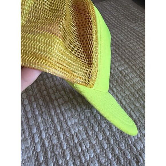 Vintage 90s Neon Yellow Foam Front Blank Trucker Hat SnapBack Adult Adjustable - Picture 3 of 6